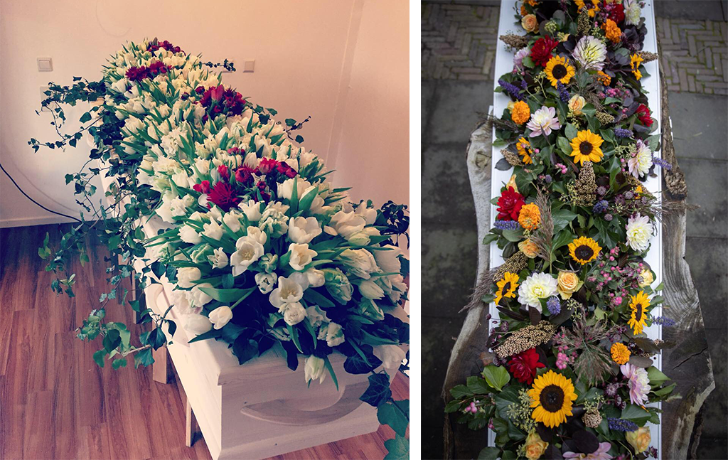 Bloemendeken, Annie Steengracht, Driebergen, Rouwwerk, bloemstukken, deken van bloemen, begrafenis, rouwboeket, rouwbloemen, rouwboeketten, afscheid met bloemen,